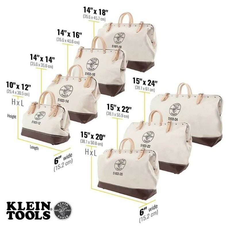 デラックスキャンバスバッグナチュラルツールバックトートバックKleinToolsHeavyDutyNaturalCanvasToolBag,ToolTote,Multi-PurposeBagwithWideHingedOpeningandLeatherHandles