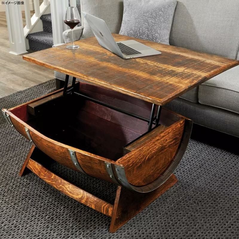 ワイン樽 デザイン テーブル 収納付 リフトトップ Wine Enthusiast