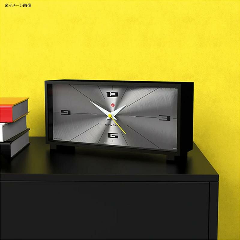 ニューゲート置き時計スクエア四角アルミシルバーNewgateThunderbirdMantelMAN/THUN675CKMid-CenturyModernMantelClock|Black&SpunAluminiumDial