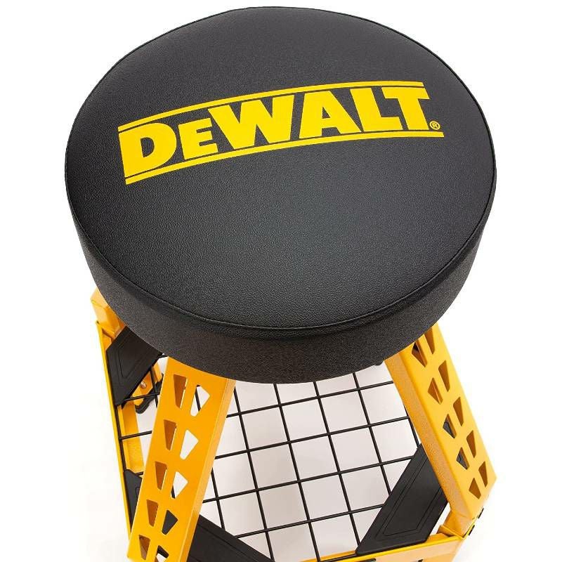ガレージスツール スチールフレーム 360℃回転 椅子 DEWALT Padded Shop