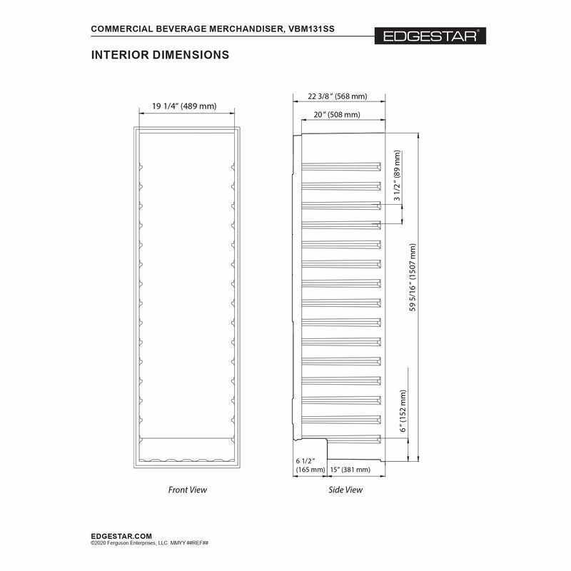 ビルトイン冷蔵庫396Lワイヤーシェルフ6段EdgeStarVBR64014Cu.Ft.Built-InCommercialBeverageMerchandiser