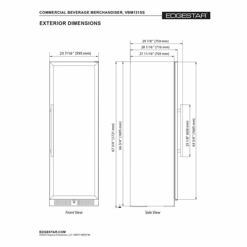 ビルトイン冷蔵庫396Lワイヤーシェルフ6段EdgeStarVBR64014Cu.Ft.Built-InCommercialBeverageMerchandiser
