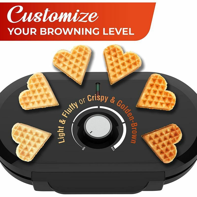 ハート型ワッフルメーカー2枚焼き色設定MuellerDoubleHeartWaffleMaker,Makes10MiniHeartsor2LargeWaffles,1200WPremiumPerformance,Double,Non-StickCookingPlateswithRapidEvenHeating家電