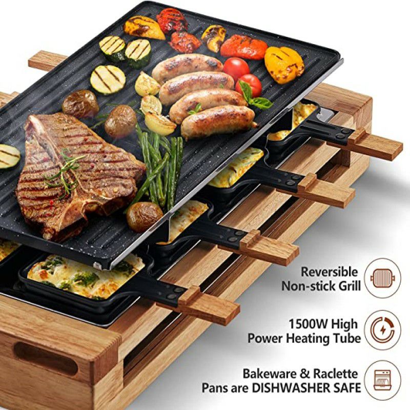 COKLAI ラクレットグリル リバーシブルプレート 8人用 食洗機可 Indoor