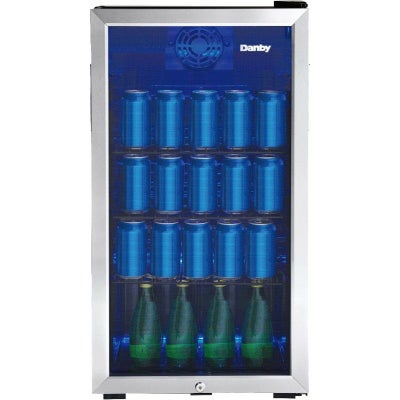 冷蔵庫117缶88LステンレスガラスドアハンドルありブルーLED照明ダンビーDanbyDBC117A2BSSDD-6117(355ml)CanCapacityBeverageCenterSingleGlassDoorMini-Fridge家電