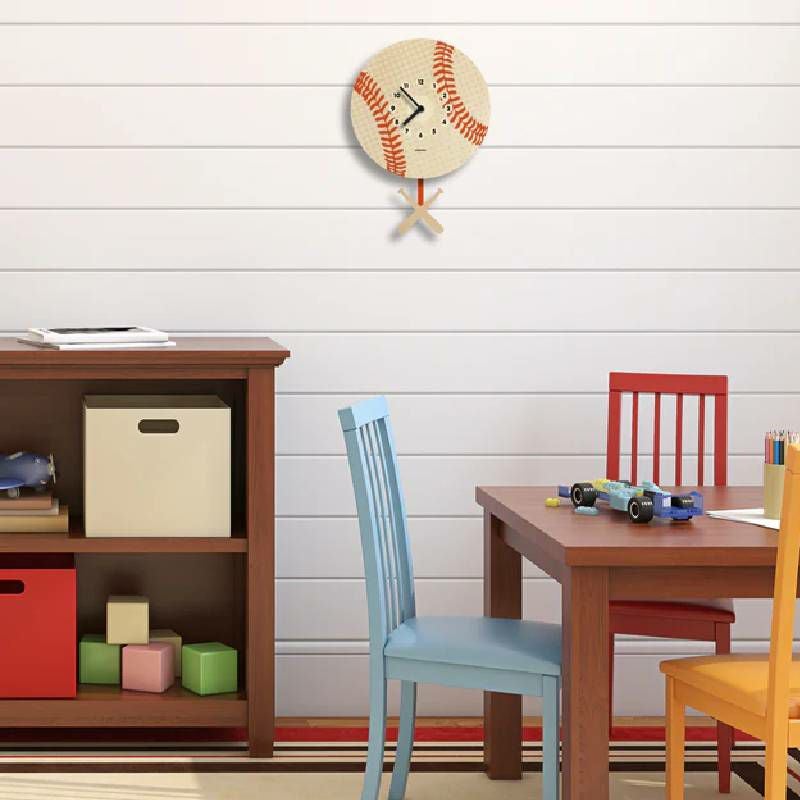 ウォールクロック野球木製ウッド振り子時計壁掛けモダンムースModernMoosebaseballpendulumclock