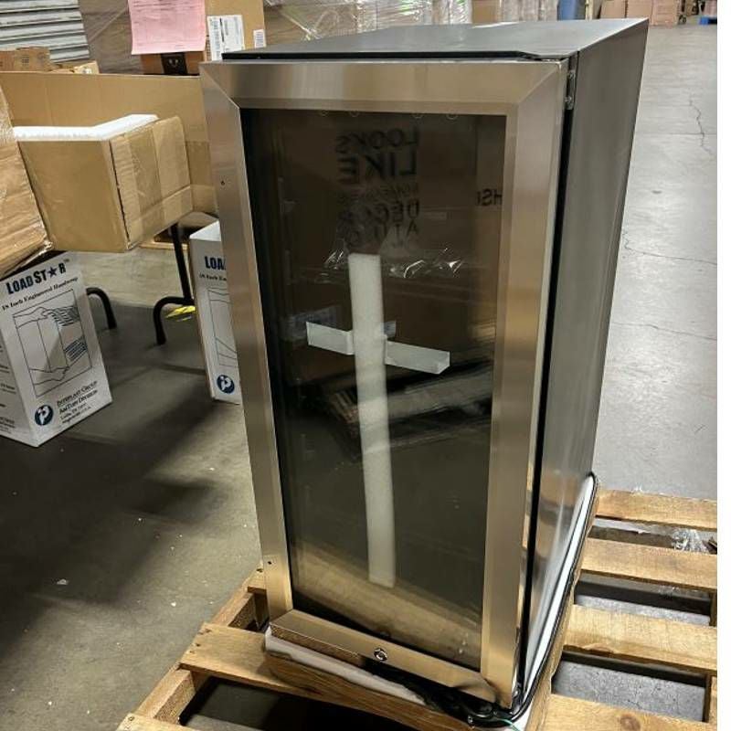 冷蔵庫屋外90LステンレスガラスドアハンドルありブルーLED照明幅60cm高さ88cmAmericanMadeGrills15"OutdoorRatedFridgewithGlassDoorSSRFR-15G家電