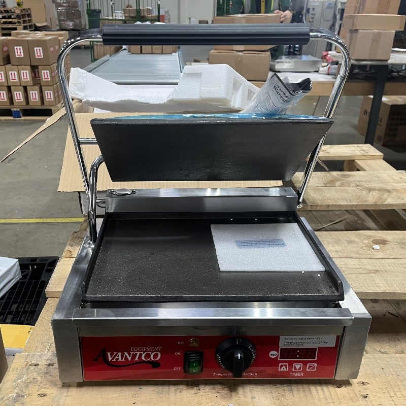 パニーニメーカー業務品質プロ仕様プレスグリルタイマー機能付溝なしフラット平面AvantcoPG200STCommercialPaniniSandwichGrillwithTimer,SmoothPlates家電