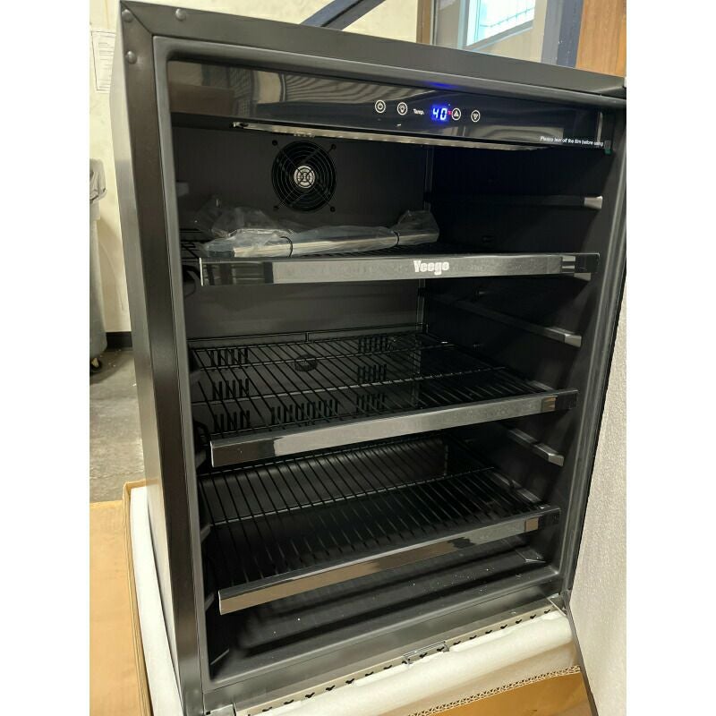 冷蔵庫180缶ビルトイン可アンダーカウンター幅60cm130LガラスドアステンレスYeego24InchBeverageRefrigerators180canBeerFridgeBeverageCoolerwithReversibleDouble-LayerTemperedGlassDoor【代引不可】