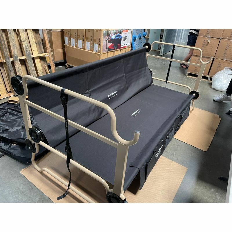 折りたたみベッド2段XLサイズベンチ227kgまでキャンプアウトドアDisc-O-BedXLwithOrganizers