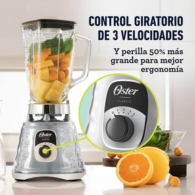 Oster クローム ブレンダー ガラス容器付き オスター ブレンダー スクエア型 ガラスジャー 4枚刃 クロム 3スピード