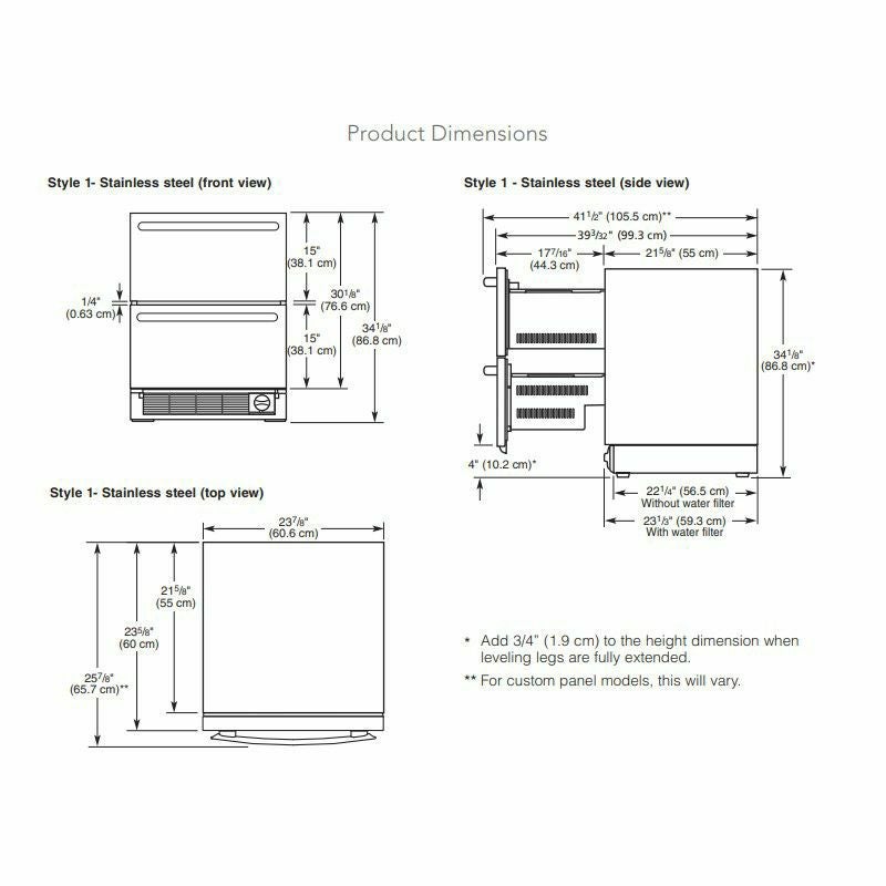 冷蔵庫冷凍庫ビルトインアンダーカウンター133Lステンレス幅60cm引き出し式自動製氷機キッチンエイドKitchenAid4.7cu.ft.DoubleDrawerRefrigeratorFreezerinStainlessSteel,CounterDepthKUDF204KSB家電