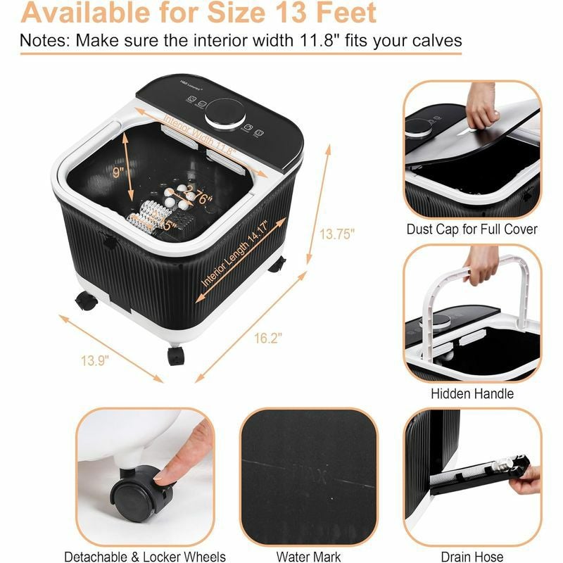 フットバス温度調節ジェットローラーGideonLuxuryFootSpaBathMassagerwithHeat_HeatedFootSoak-4BubblingWaterJets+6RollingMassageWheels+SoothingBlueLEDLight