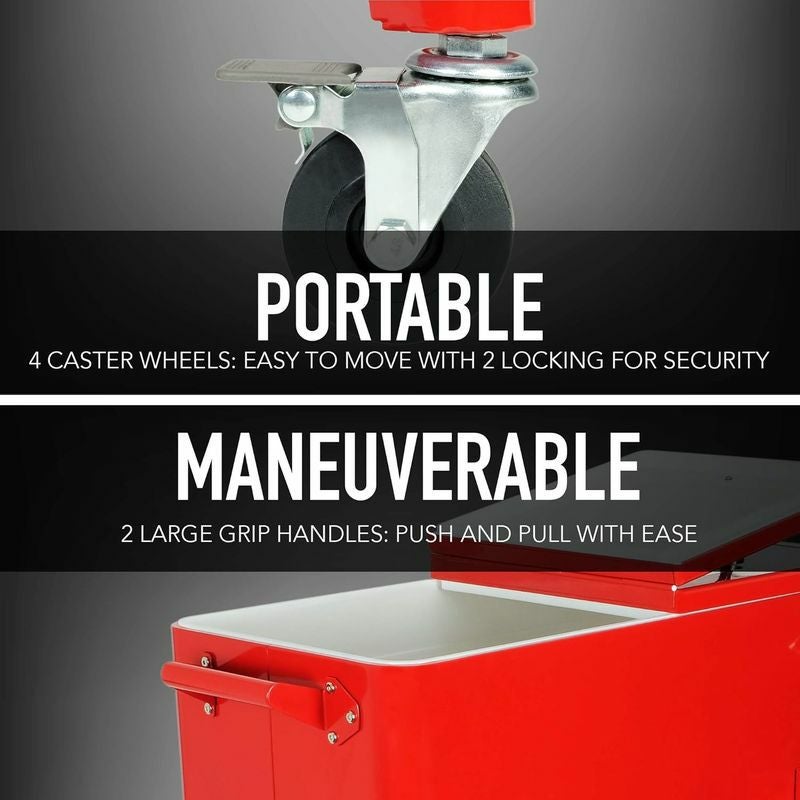 カート型クーラーボックス76Lペプシ栓抜き付PermasteelPS-203F1-PEPSI-AM80QuartPortableRollingPatioCooler,Cream