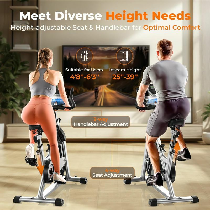 フィットネスバイクエアロバイクエクササイズバイクフライホイール静音ホームジムトレーニングPYHIGHIndoorCyclingBikeBeltDriveStationaryBicycleExerciseBikeswithLCDMonitorforHomeCardioWorkoutBikeTraining-Black