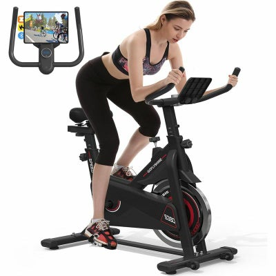 フィットネスバイクエアロバイクエクササイズバイクフライホイール静音ホームジムトレーニングPYHIGHIndoorCyclingBikeBeltDriveStationaryBicycleExerciseBikeswithLCDMonitorforHomeCardioWorkoutBikeTraining-Black