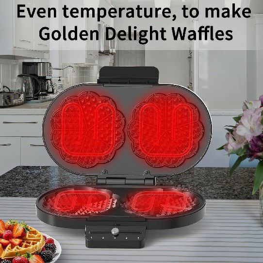 ハート型ワッフルメーカーPTFEPFOAフリーEuroCuisineWM520EcoFriendlyHeartShapedWaffleMaker-PTFEandPFOAFreeNonStickPlates,Silver家電