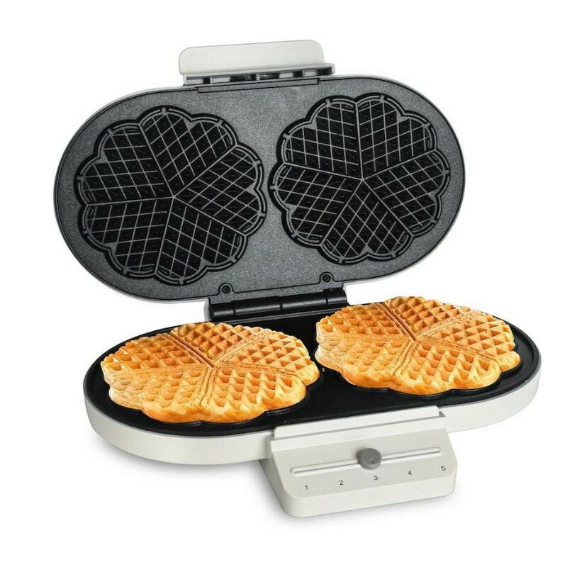 ハート型ワッフルメーカー2枚ステンレス焼き色設定ElectricHeart-shapeWaffleMaker:Double-plate5-TempControl&FastHeating家電