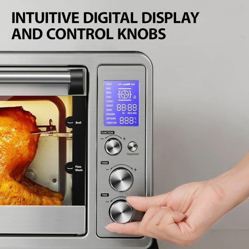 大きいロティサリーブラック&デッカートースターオーブン大型TOSHIBAAC25CEWLarge6-SliceConvectionToasterOvenCountertop,10-In-OnewithToast,PizzaandRotisserie,1500W家電