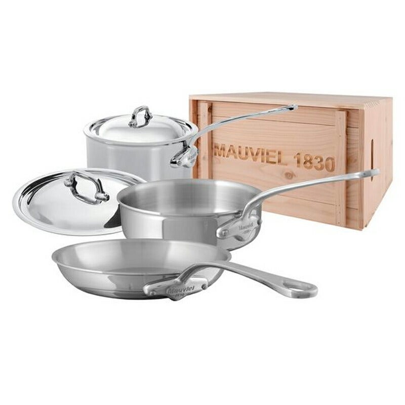 フライパン鍋5点セットステンレス5層IH対応木箱入ムビエルフランスMauviel5200.20WCM'cook5PieceSetw/crate(5211.25,5213.26,5210.17)