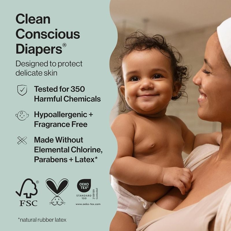 紙おむつ76枚入体重5～8kg交換サインTheHonestCompanyCleanConsciousDiapers,Pandas+BarnyardBabies,Size2,76CountClubBox