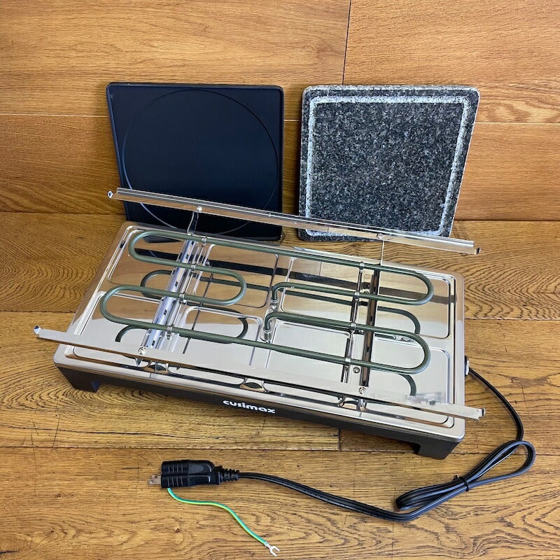 【訳あり】ラクレットグリルリバーシプルプレート＆ストーンプレート8人屋内用ElectricRacletteTableGrill,CusimaxPortableIndoorBBQGrillwith2in1ReversibleNon-stickPlate&NaturalGrillStone,ElectricTabletopCookerforBBQ,CMRG-300