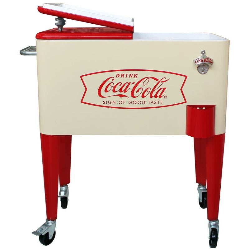 美品 Coca-Cola 缶型クーラー 大容量 キャスター付き　コカコーラ 正規輸入品】コカ・コーラ レトロ クーラーボックス 57L キャスター